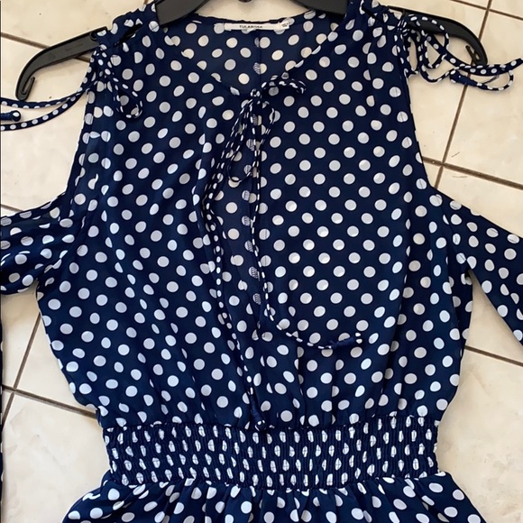 Tularosa Blue/White Polka Dot Mini Dress - Picture 4 of 6